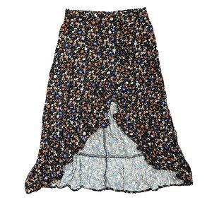 Olivia Grey High-Low Floral Midi Skirt - Size M